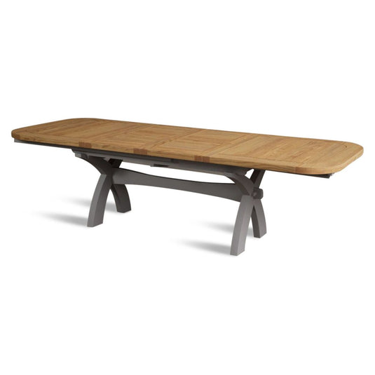 Extending Stoneleigh 180cm Oak and Light Grey Painted Dining Table