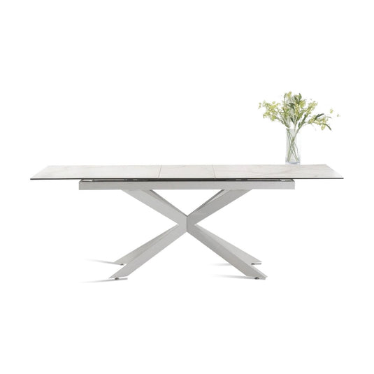 Extending Boston 180cm White Ceramic Dining Table with White Leg