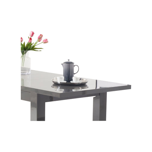 Extending Vancouver 160cm Dark Grey High Gloss Dining Table