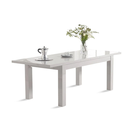 Extending Vancouver 160cm Light Grey High Gloss Dining Table