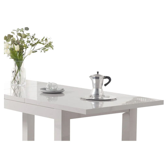 Extending Vancouver 160cm Light Grey High Gloss Dining Table
