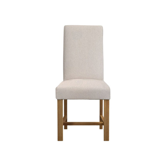 Scroll Back Braced Natural Fabric Dining Chairs (Pair) Dining Chair Scroll Back