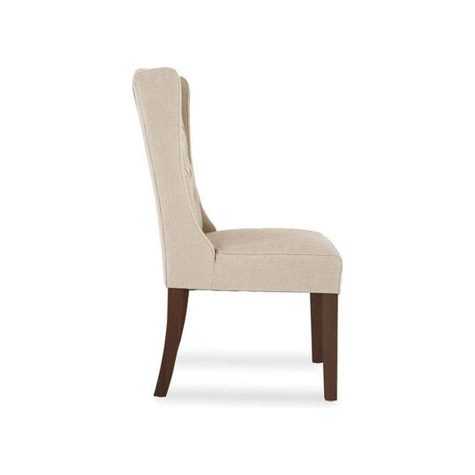 Bennett Cream Fabric Dark Oak Leg Dining Chairs (Pair) Dining Chair Bennett