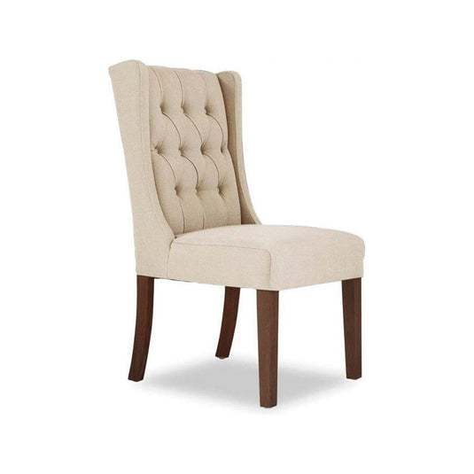 Bennett Cream Fabric Dark Oak Leg Dining Chairs (Pair) Dining Chair Bennett