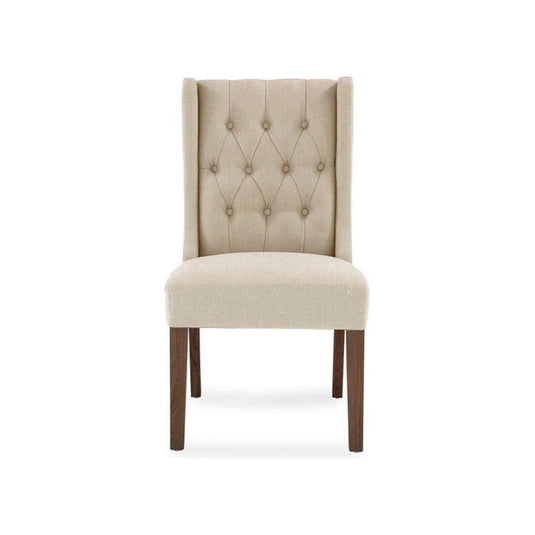 Bennett Cream Fabric Dark Oak Leg Dining Chairs (Pair) Dining Chair Bennett