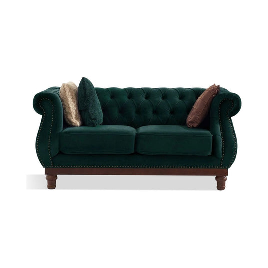 Eton Chesterfield Green Velvet 2 Seater Sofa
