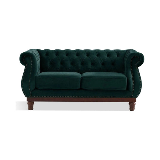 Eton Chesterfield Green Velvet 2 Seater Sofa