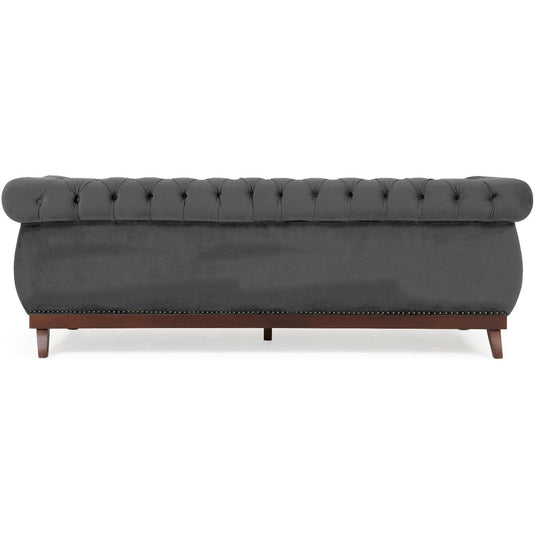 Harrow Chesterfield Dark Grey Velvet 3 Seater Sofa Sofa Harrow