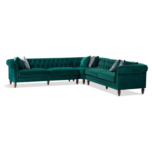 Cavendish Large Green Velvet Corner Sofa