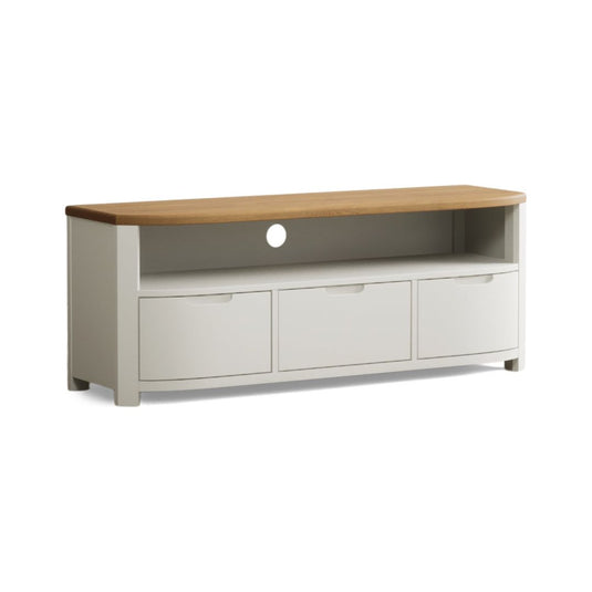 Brahms Oak and Signal White Painted Large TV Unit