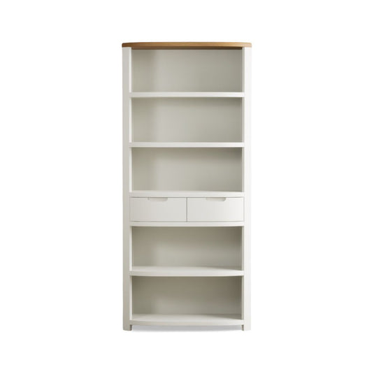 Brahms Oak and Signal White Painted Tall Bookcase