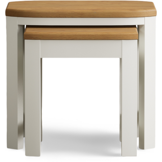 Brahms Oak and Signal White Painted Nest of Tables