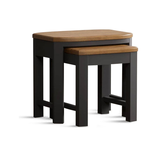 Brahms Oak and Charcoal Painted Nest of Tables