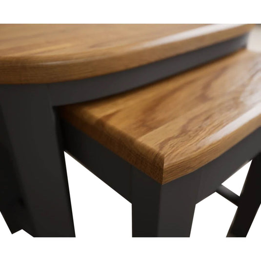 Brahms Oak and Charcoal Painted Nest of Tables