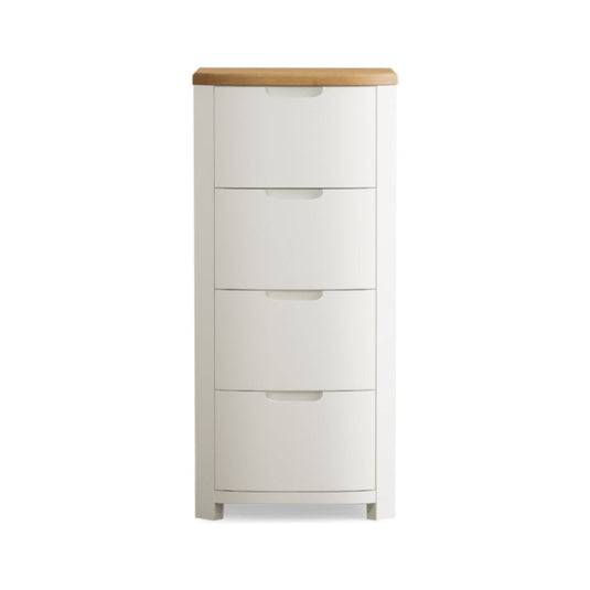 Brahms Oak and Signal White Painted 5 Drawer Tallboy