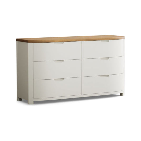 Brahms Oak and Signal White Painted Wide Chest of Drawers