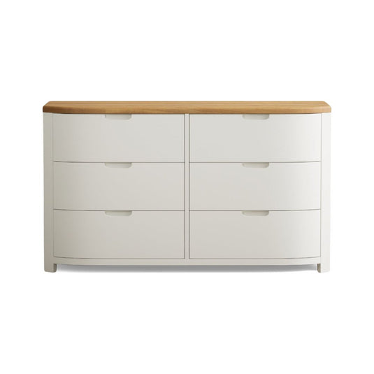 Brahms Oak and Signal White Painted Wide Chest of Drawers