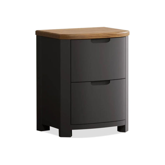 Brahms Oak and Charcoal Painted 2 Drawer Bedside Chest