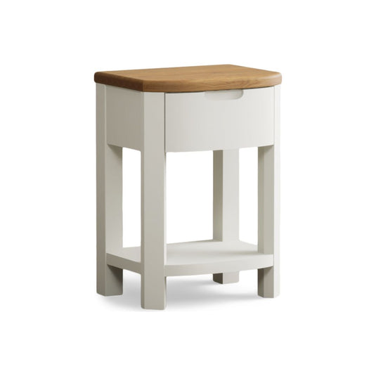 Brahms Oak and Signal White Painted 1 Drawer Bedside Table