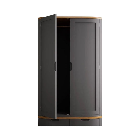 Brahms Oak and Charcoal Painted Double Wardrobe