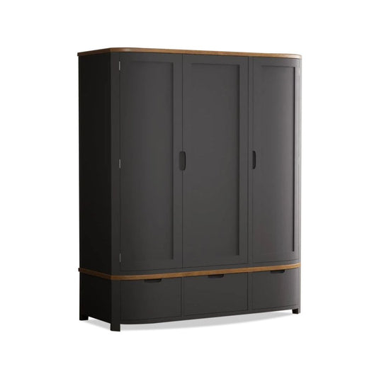 Brahms Oak and Charcoal Painted Triple Wardrobe