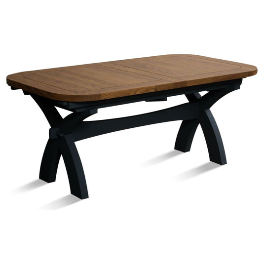 Extending Stoneleigh 180cm Oak and Dark Blue Painted Dining Table