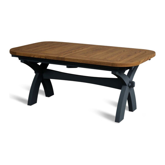 Extending Stoneleigh 180cm Oak and Dark Blue Painted Dining Table