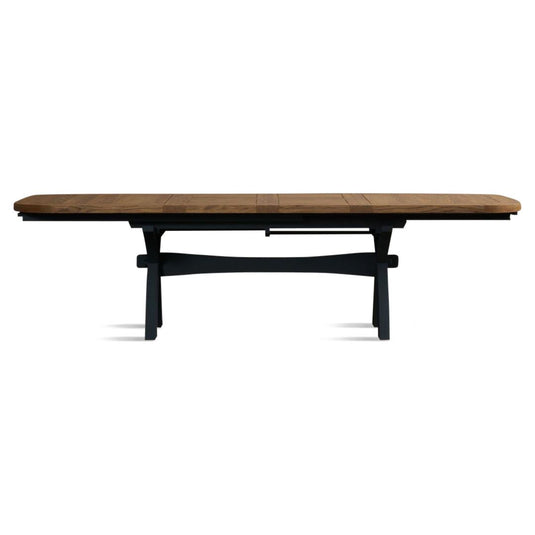 Extending Stoneleigh 180cm Oak and Dark Blue Painted Dining Table