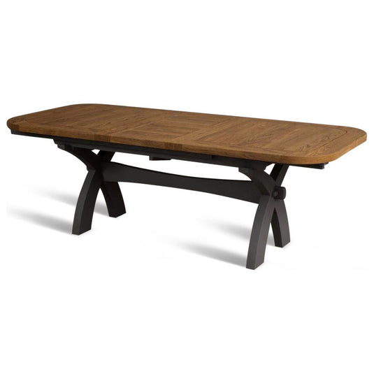 Extending Stoneleigh 180cm Oak and Charcoal Grey Painted Dining Table