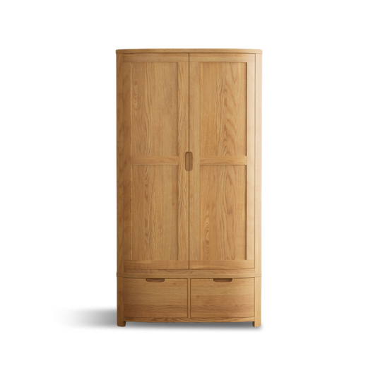 Matlock Curved Solid Oak Double Wardrobe