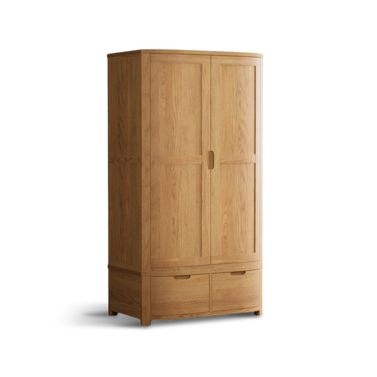 Matlock Curved Solid Oak Double Wardrobe