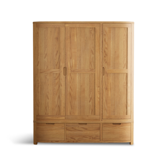 Matlock Curved Solid Oak Triple Wardrobe