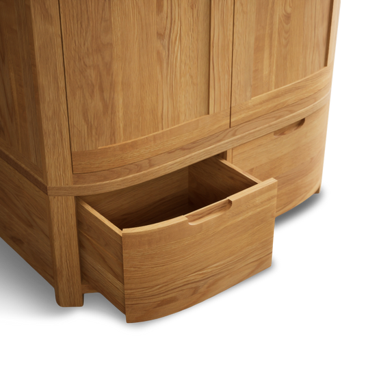 Matlock Curved Solid Oak Double Wardrobe