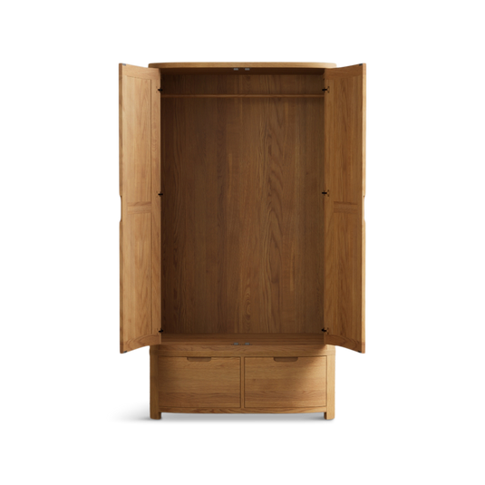 Matlock Curved Solid Oak Double Wardrobe