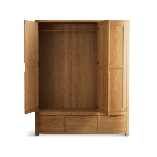 Matlock Curved Solid Oak Triple Wardrobe