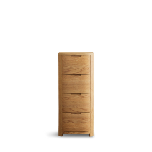 Matlock Curved Solid Oak 5 Drawer Tallboy