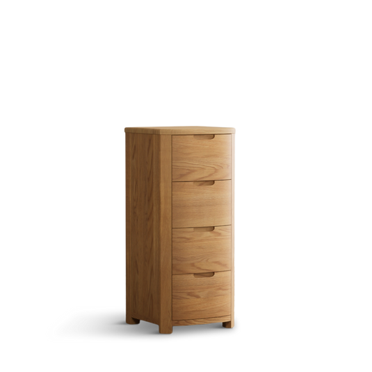 Matlock Curved Solid Oak 5 Drawer Tallboy