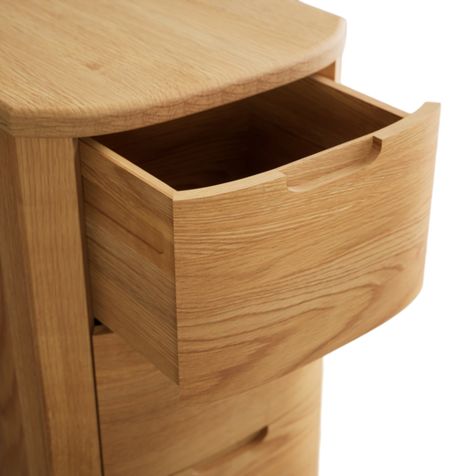 Matlock Curved Solid Oak 5 Drawer Tallboy