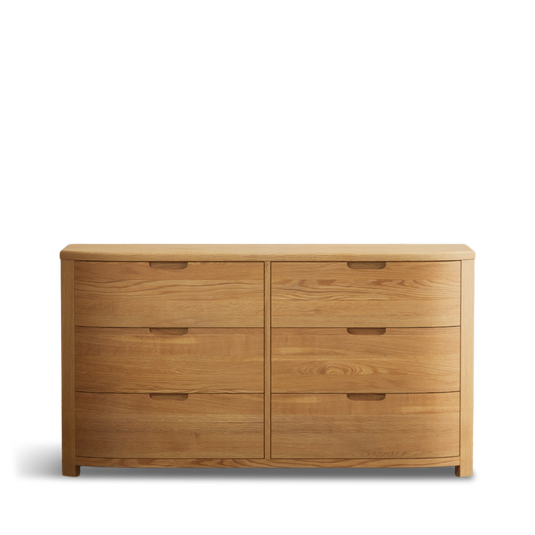 Matlock Curved Solid Oak Wide Chest of Drawers
