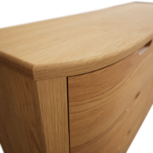 Matlock Curved Solid Oak Wide Chest of Drawers
