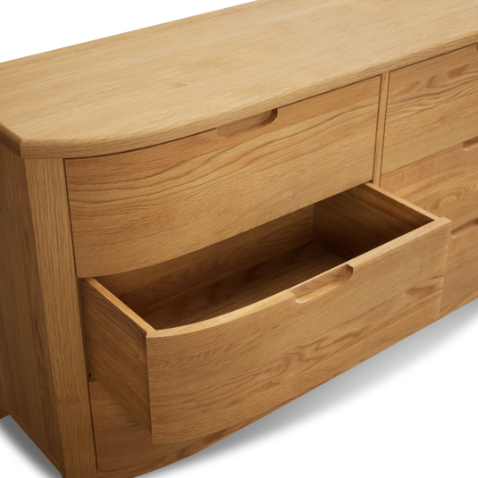 Matlock Curved Solid Oak Wide Chest of Drawers
