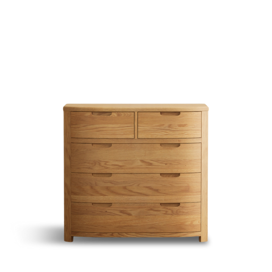 Matlock Curved Solid Oak 2 Over 3 Chest of Drawers