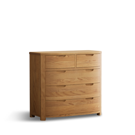 Matlock Curved Solid Oak 2 Over 3 Chest of Drawers
