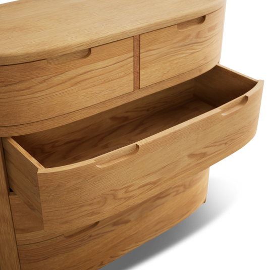 Matlock Curved Solid Oak 2 Over 3 Chest of Drawers
