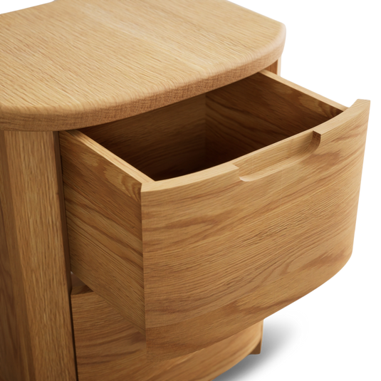 Matlock Curved Solid Oak 2 Drawer Bedside Chest