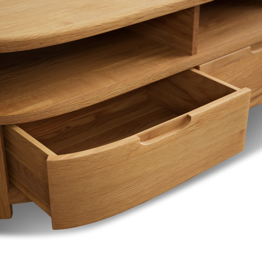 Matlock Curved Solid Oak 4 Drawer Coffee Table