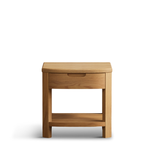 Matlock Curved Solid Oak 1 Drawer Lamp Table