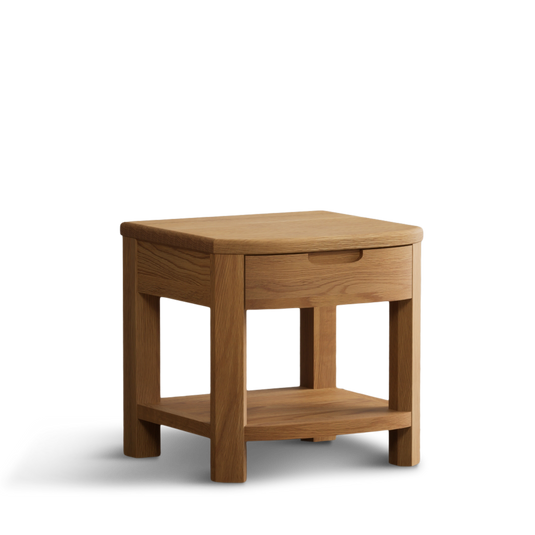 Matlock Curved Solid Oak 1 Drawer Lamp Table