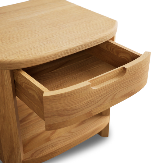 Matlock Curved Solid Oak 1 Drawer Lamp Table