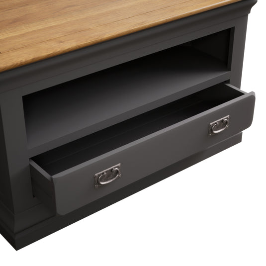 Bennett Oak and Charcoal Painted Corner TV Unit